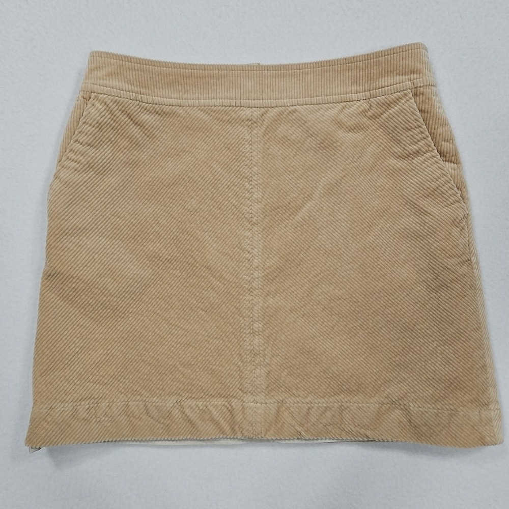 Boden Tan Corduroy Mini Skirt 6P Petite Lined Zip Back Preppy Classic Academia